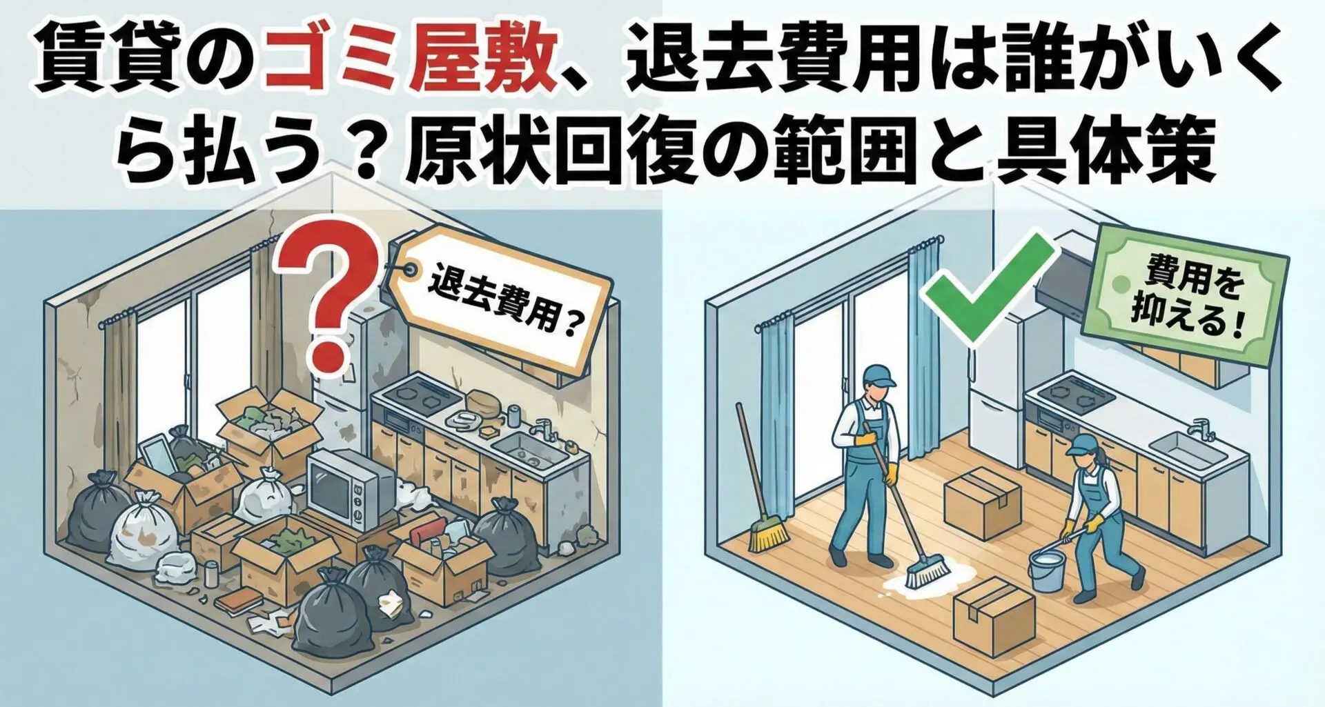 賃貸のゴミ屋敷・汚部屋、退去費用は誰がいくら払う？原状回復の範囲と費用を抑える具体策