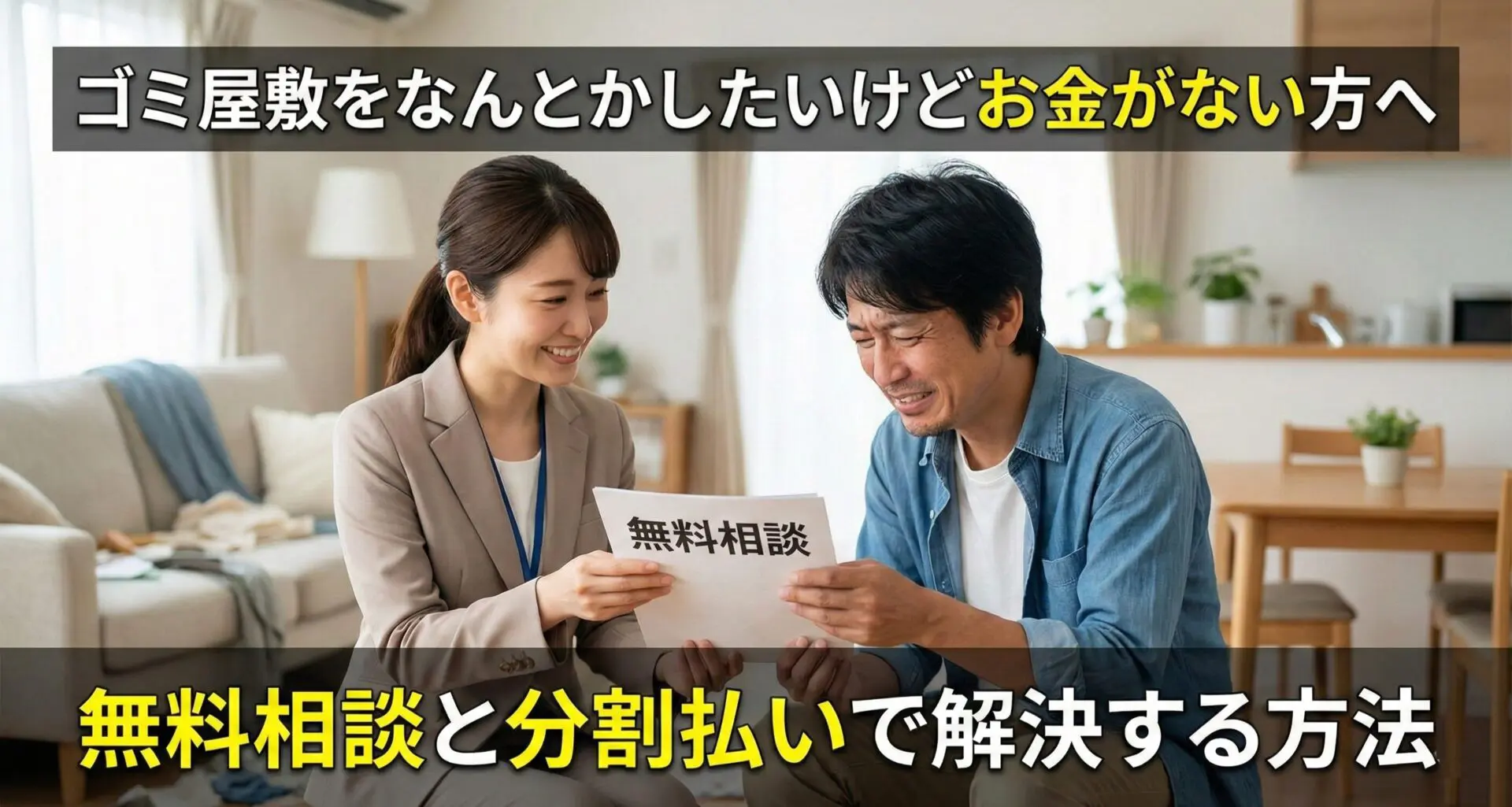 お金がなくてもゴミ屋敷・汚部屋を片付ける方法｜分割・後払いで無理なく解決