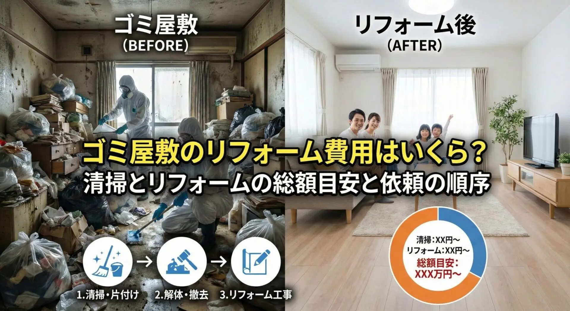 ゴミ屋敷・汚部屋のリフォーム費用はいくら？清掃とリフォームの総額目安と依頼の順序