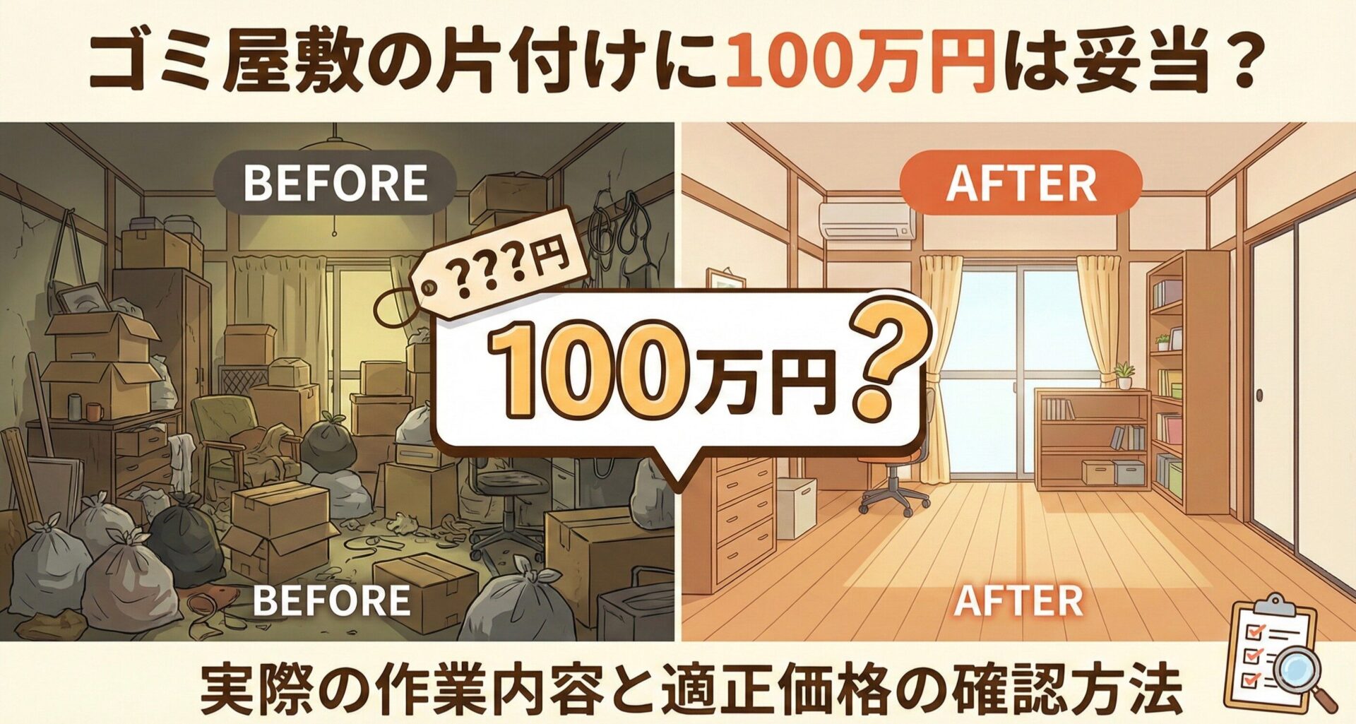 ゴミ屋敷の片付けに100万円は妥当？実際の作業内容と適正価格の確認方法