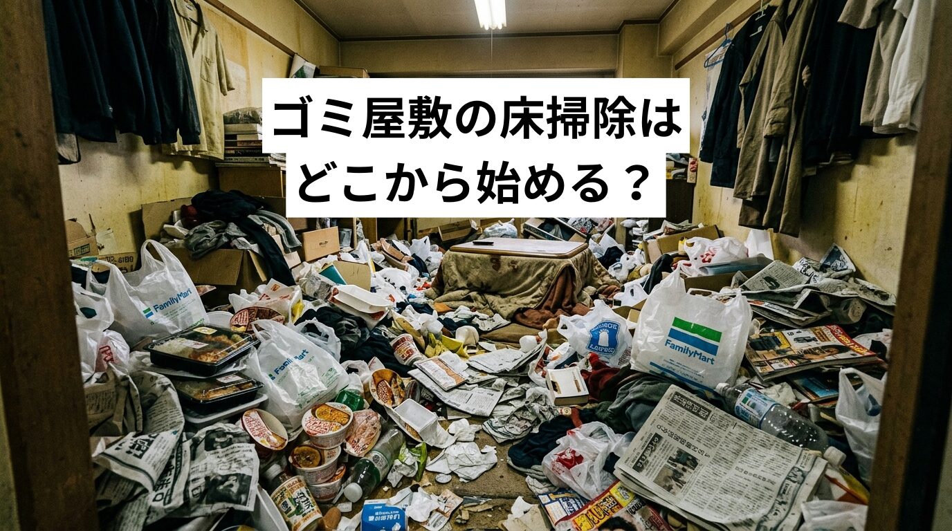 ゴミ屋敷の床掃除はどこから始める？床が見えない状態の危険性と安全な解決方法を徹底解説