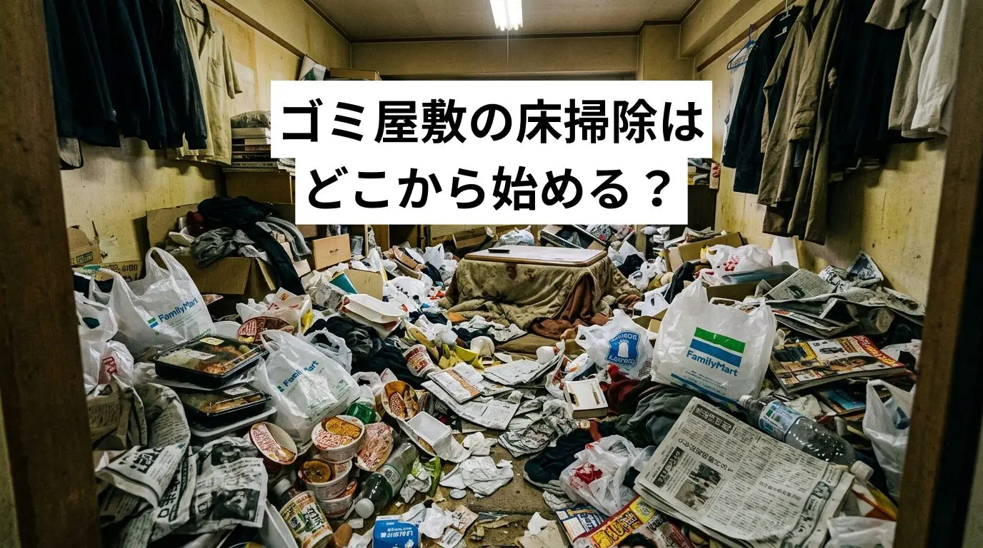 ゴミ屋敷・汚部屋の床掃除はどこから始める?床が見えない状態の危険性と安全な解決方法を徹底解説