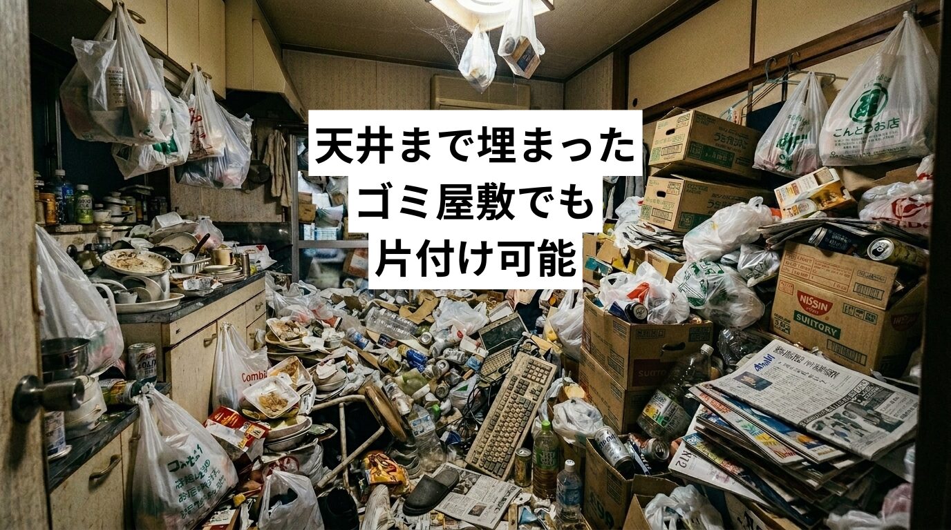 ゴミ屋敷 天井まで埋まった家でも片付け可能|費用・近隣バレ対策・実際の清掃事例3件を解説