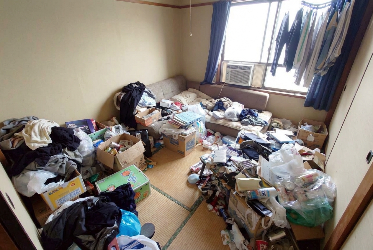 2LDKのゴミ屋敷片付け実績 群馬県 玉村町 郊外 集合住宅_片付け前_36981