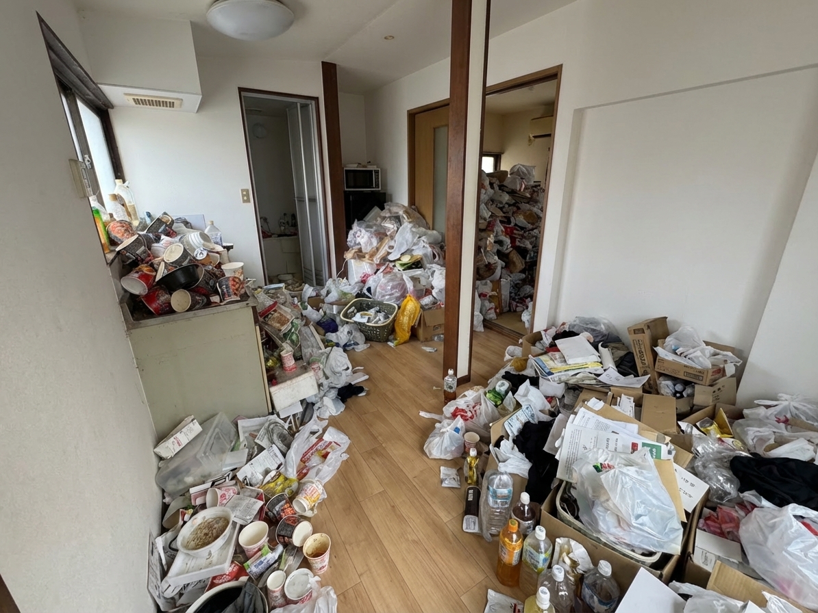 1DKのゴミ屋敷片付け実績 鹿児島県 日置市 旧市街 一軒家_片付け前_37089