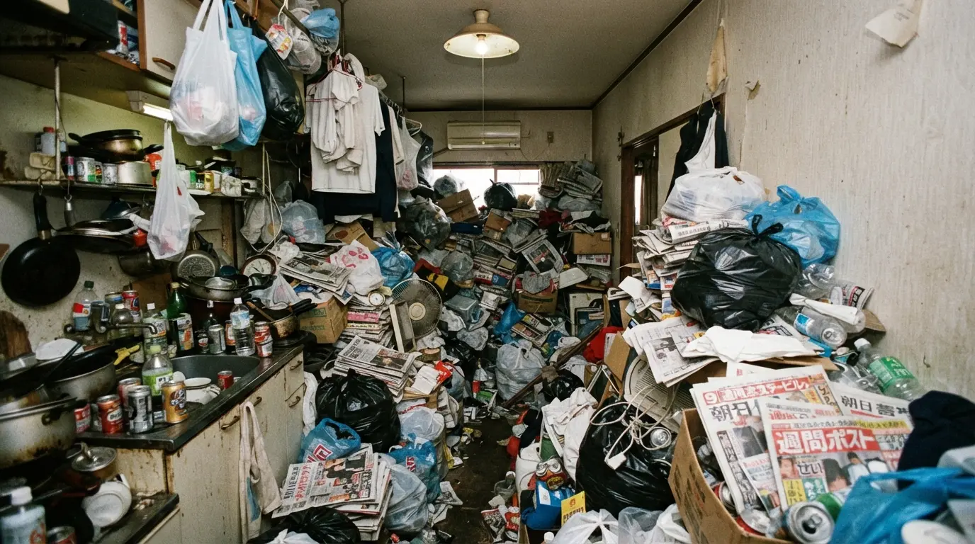 部屋がゴミ屋敷になる背景には、ためこみ症・うつ病・発達特性・認知症などの心の病が隠れていることがあります。物の溜まり方から読み取れるサイン、医療と片付けどちらを先にするかの判断軸、本人を傷つけない伝え方、費用の考え方、近隣に気づかれない進め方まで、本人と家族の両方に向けてわかりやすく整理しました。
