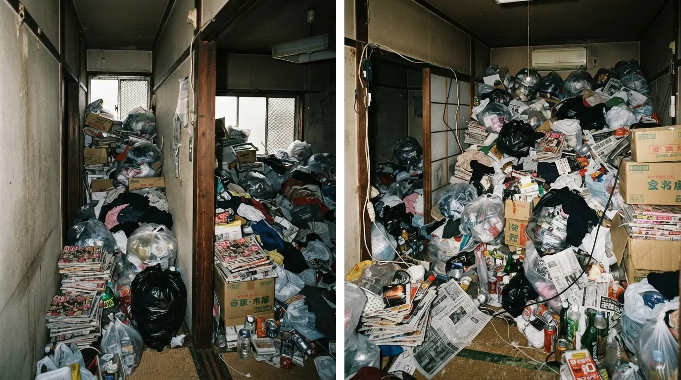 ゴミ屋敷は心の病と関係があるのか、病院で治るのか、何科に相談すればいいのかを整理して解説します。ためこみ症やうつなど背景にある状態、家族の伝え方、健康リスク、通院・入院と並行した片付けの段取り、費用が重なる時期の考え方まで、判断材料をまとめました。全国対応・24時間相談可。