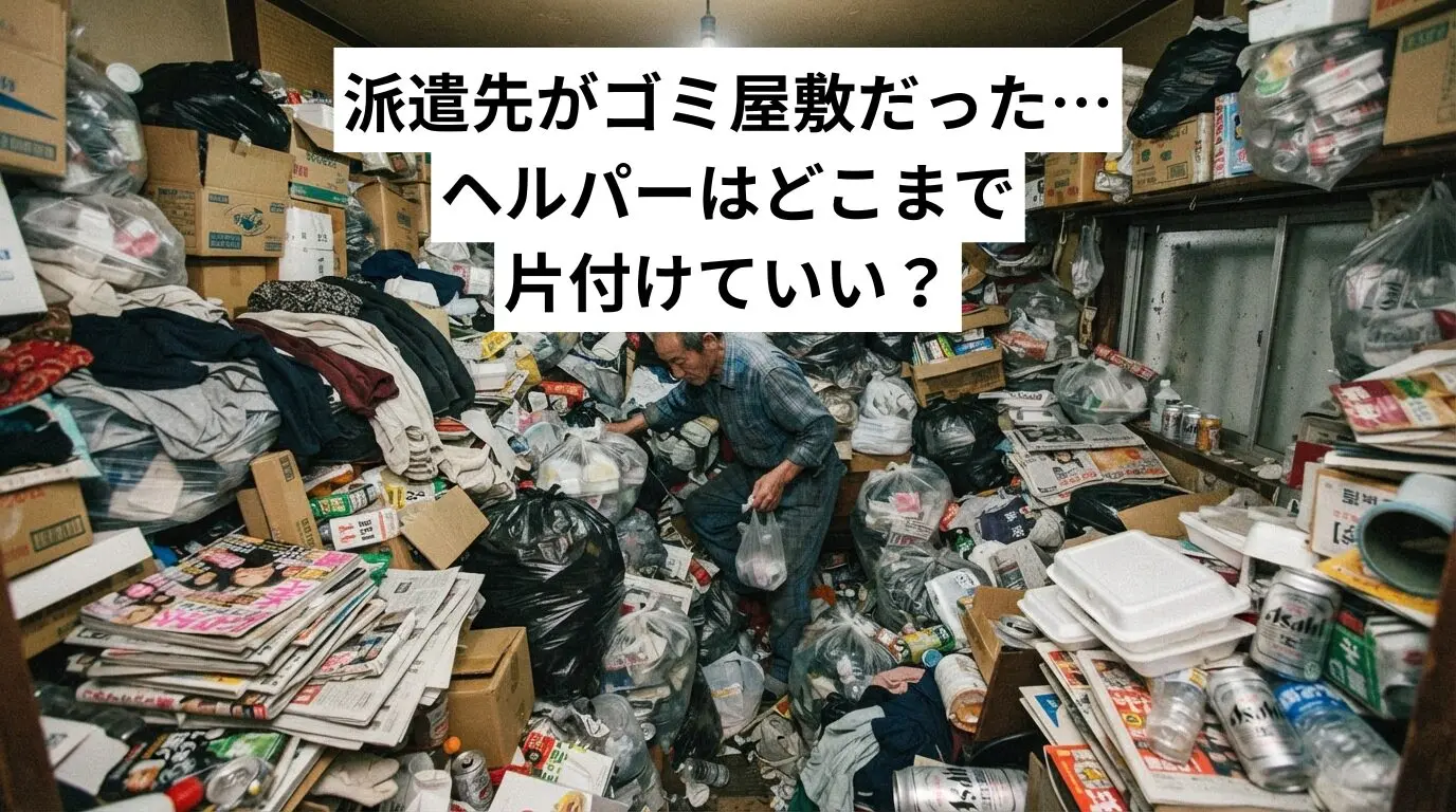 派遣先がゴミ屋敷・汚部屋だった…ヘルパーはどこまで片付けていい？義務の有無と正しい対応